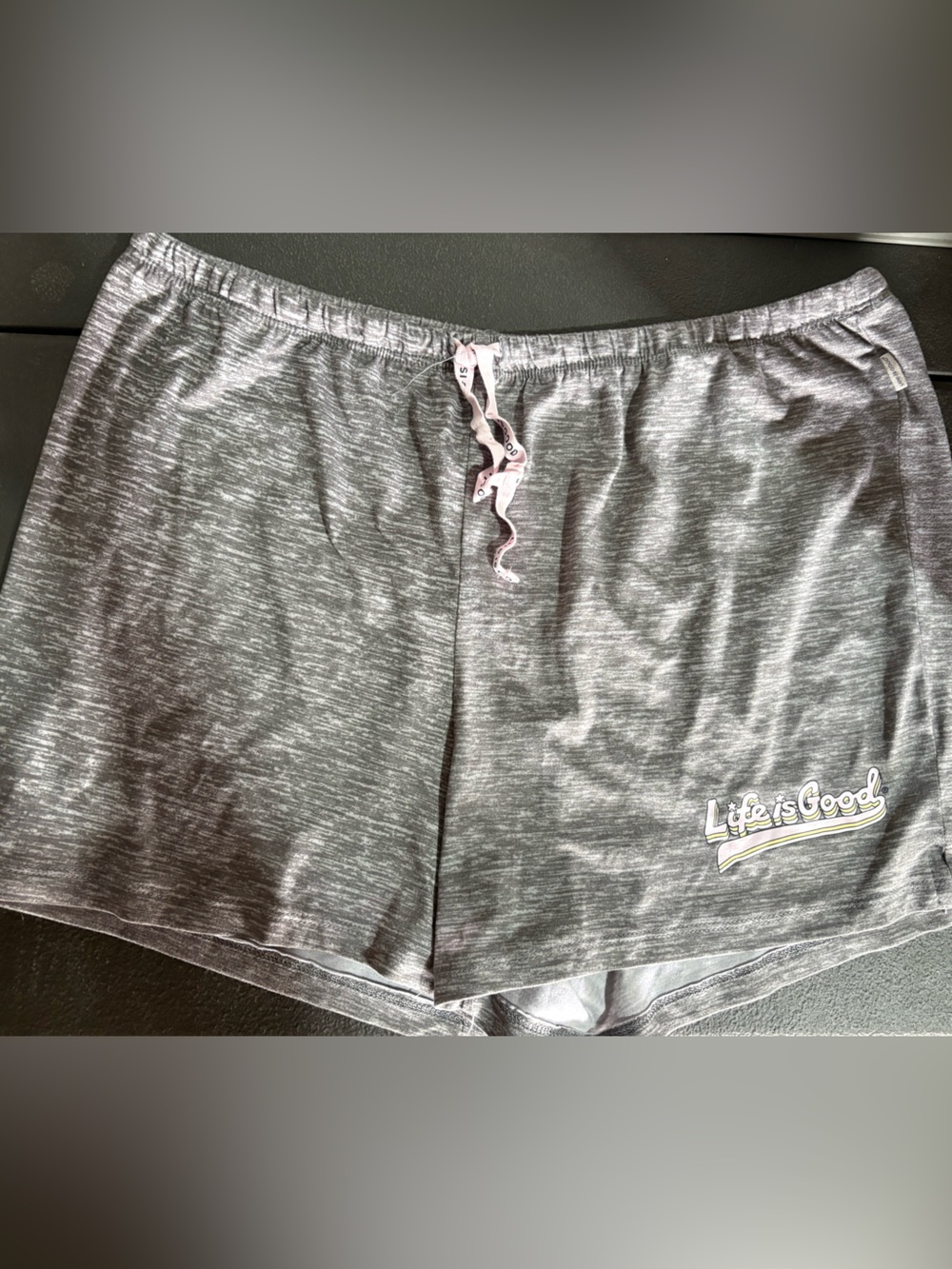 Life is Good Shorts Grey Heather Retro Logo Comfy Sleep Lounge Women’s M